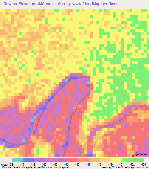 Ruwina,Sudan Elevation Map