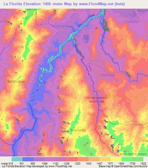 La Florida,Colombia Elevation Map