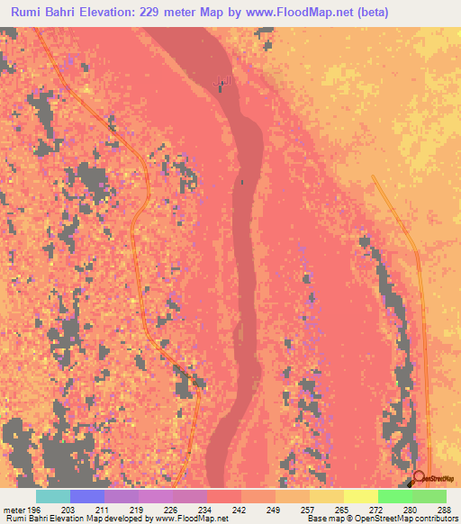 Rumi Bahri,Sudan Elevation Map
