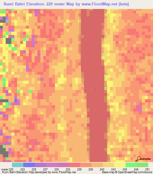 Rumi Bahri,Sudan Elevation Map