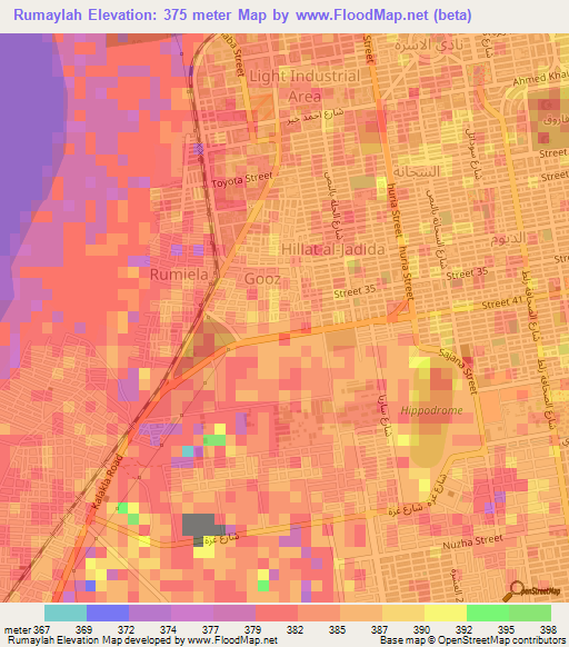 Rumaylah,Sudan Elevation Map