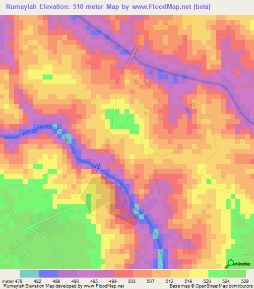 Rumaylah,Sudan Elevation Map