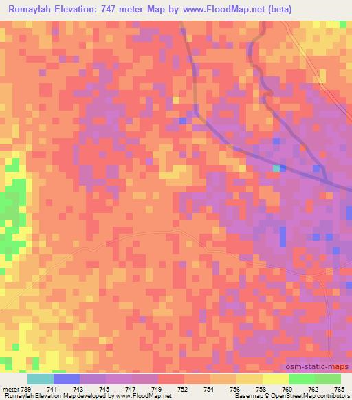 Rumaylah,Sudan Elevation Map