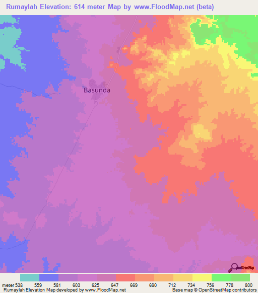 Rumaylah,Sudan Elevation Map