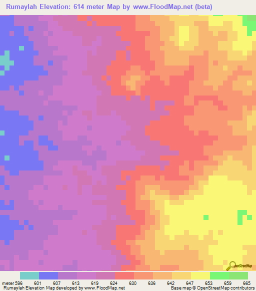 Rumaylah,Sudan Elevation Map