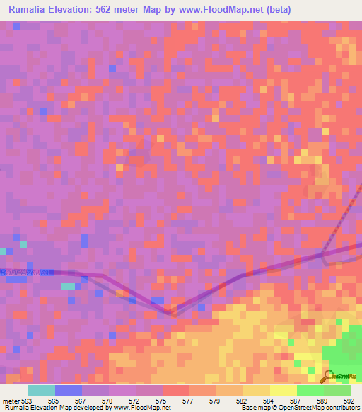 Rumalia,Sudan Elevation Map