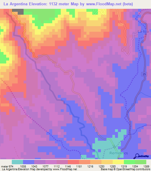 La Argentina,Colombia Elevation Map