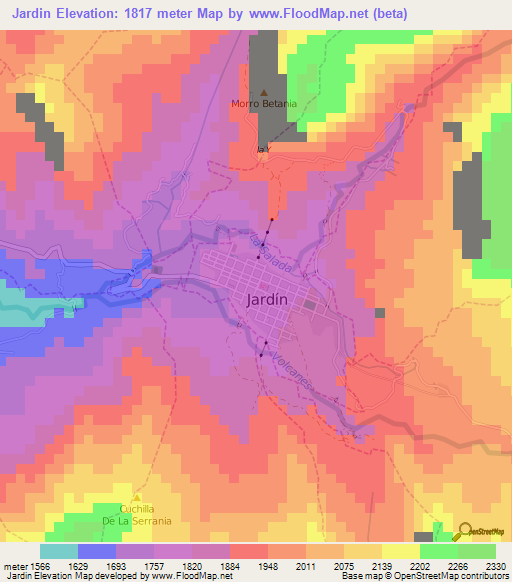 Jardin,Colombia Elevation Map
