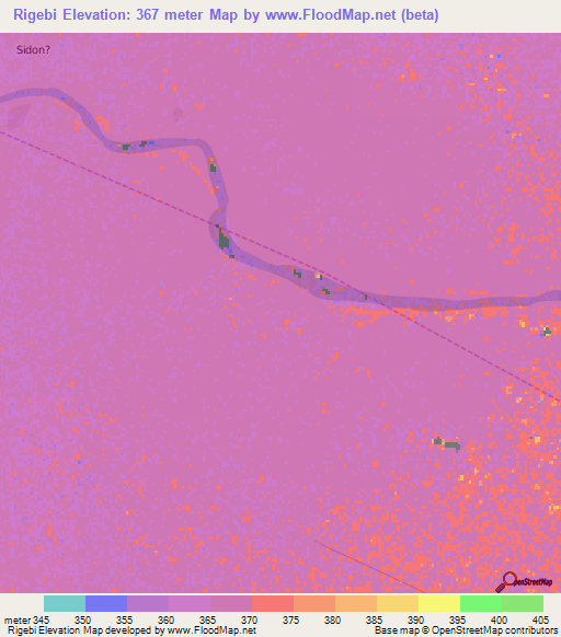Rigebi,Sudan Elevation Map