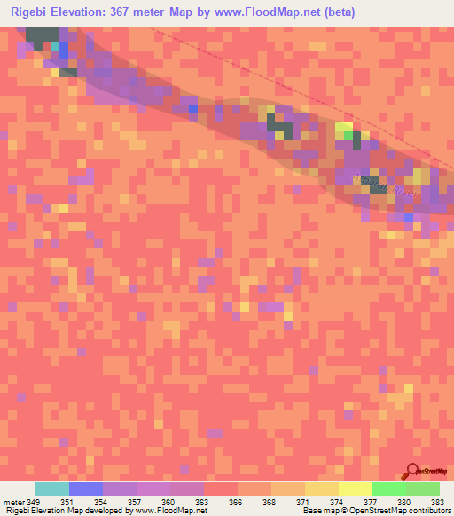Rigebi,Sudan Elevation Map