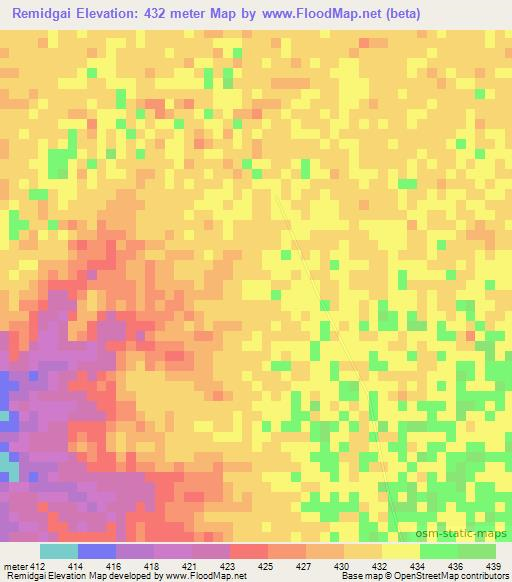 Remidgai,Sudan Elevation Map