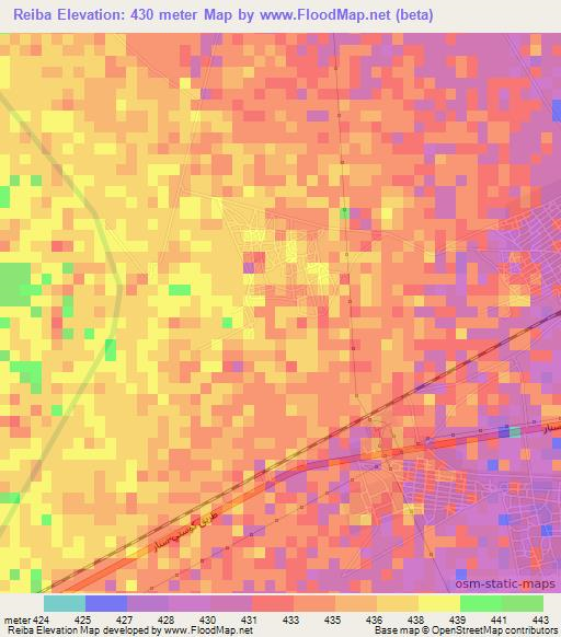 Reiba,Sudan Elevation Map