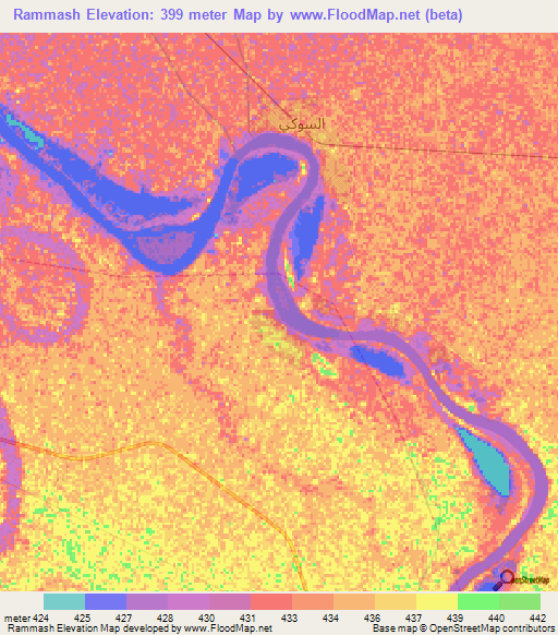 Rammash,Sudan Elevation Map