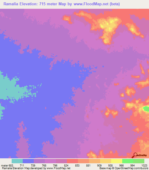 Ramalia,Sudan Elevation Map