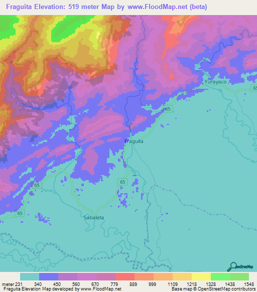 Fraguita,Colombia Elevation Map