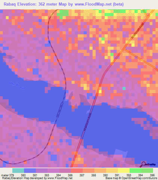 Rabaq,Sudan Elevation Map
