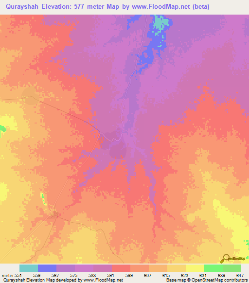 Qurayshah,Sudan Elevation Map