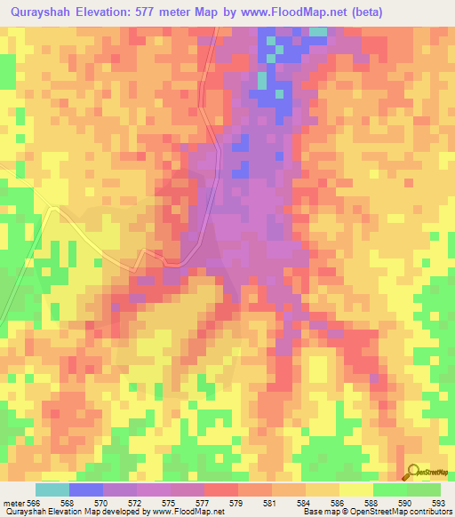 Qurayshah,Sudan Elevation Map
