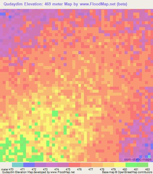 Qudaydim,Sudan Elevation Map
