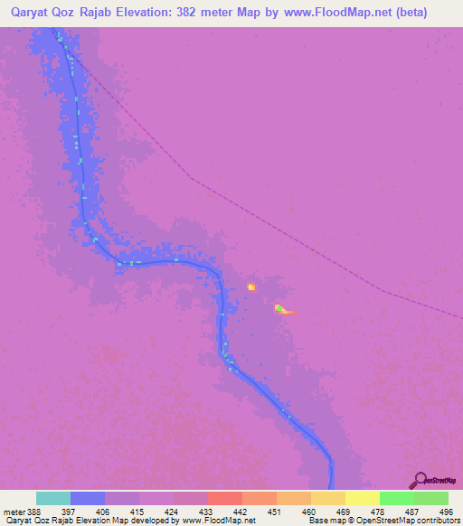 Qaryat Qoz Rajab,Sudan Elevation Map