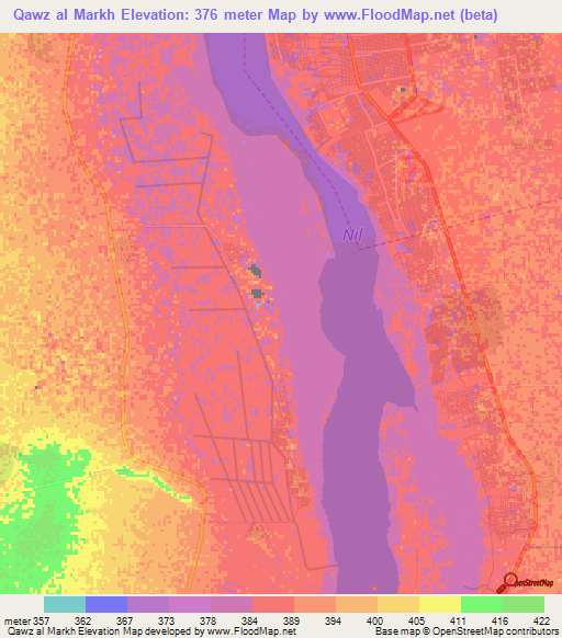 Qawz al Markh,Sudan Elevation Map