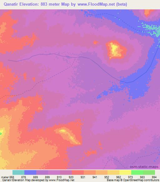 Qanatir,Sudan Elevation Map