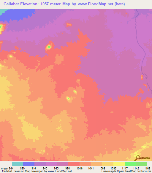 Gallabat,Sudan Elevation Map