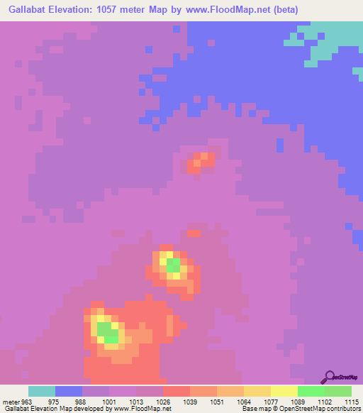 Gallabat,Sudan Elevation Map