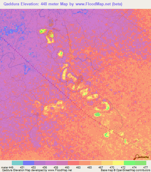 Qaddura,Sudan Elevation Map