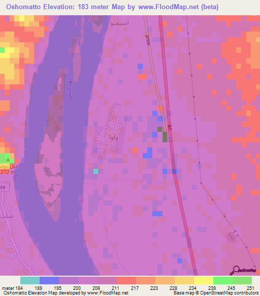 Oshomatto,Sudan Elevation Map