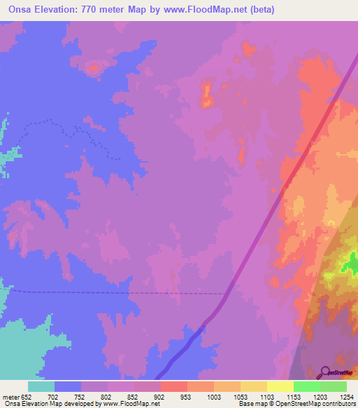 Onsa,Sudan Elevation Map