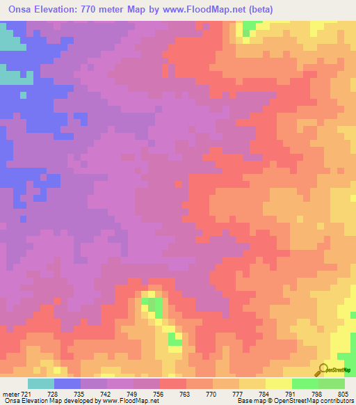 Onsa,Sudan Elevation Map