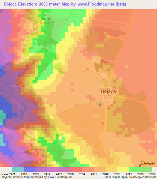 Bojaca,Colombia Elevation Map