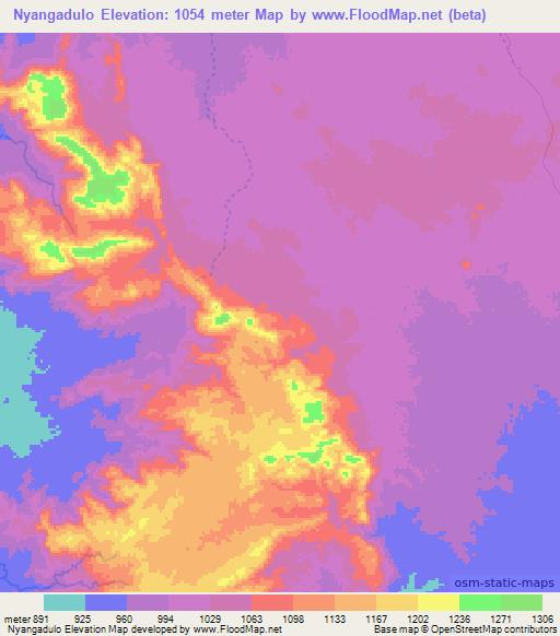 Nyangadulo,Sudan Elevation Map