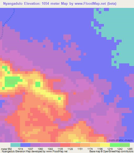 Nyangadulo,Sudan Elevation Map