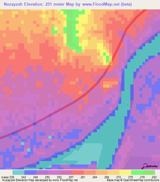Nuzayzah,Sudan Elevation Map