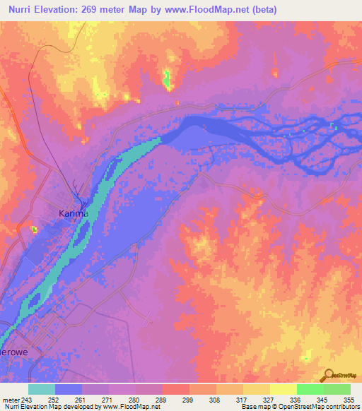 Nurri,Sudan Elevation Map