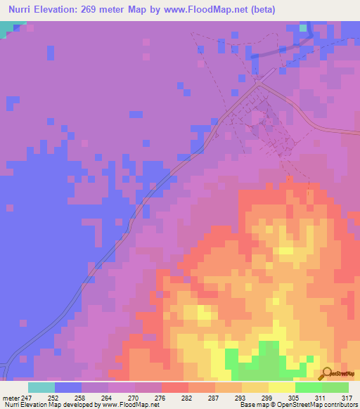 Nurri,Sudan Elevation Map