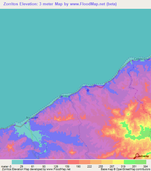Zorritos,Peru Elevation Map