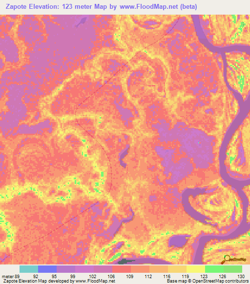Zapote,Peru Elevation Map