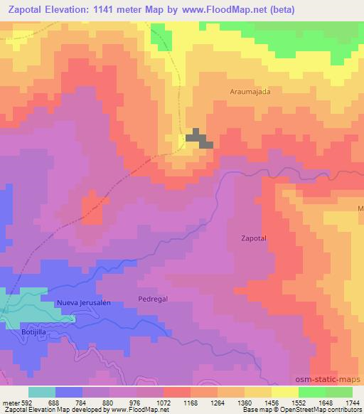 Zapotal,Peru Elevation Map