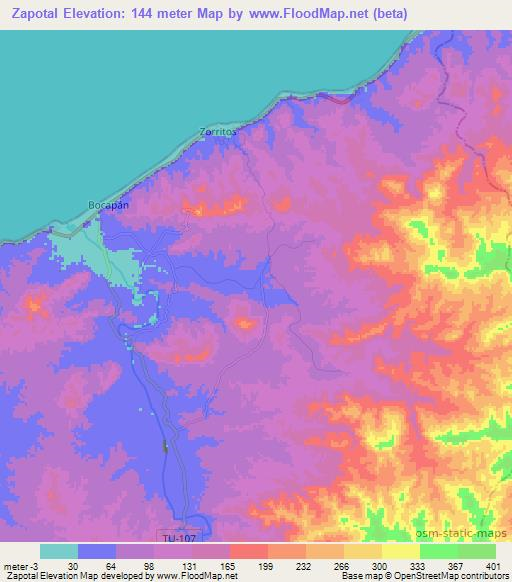 Zapotal,Peru Elevation Map