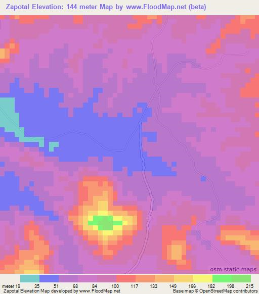 Zapotal,Peru Elevation Map