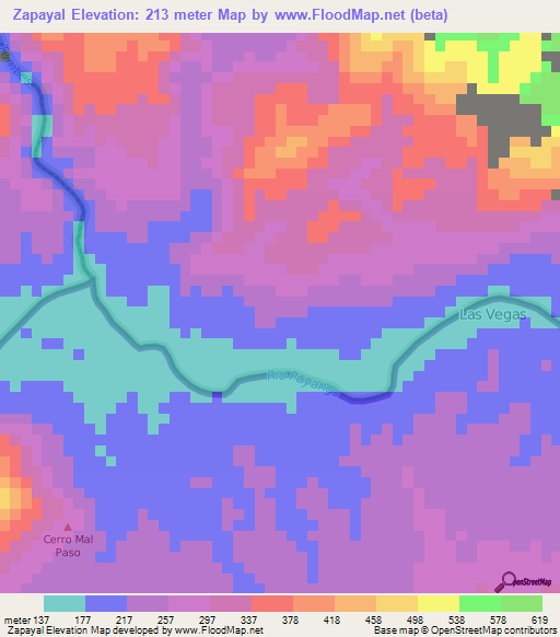 Zapayal,Peru Elevation Map
