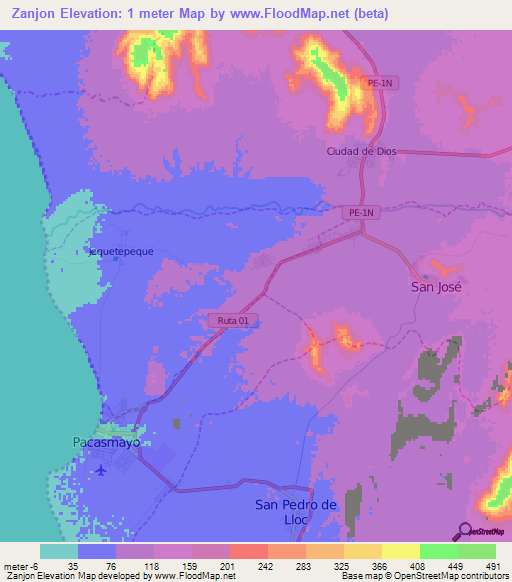 Zanjon,Peru Elevation Map
