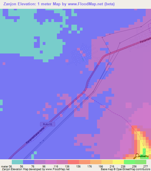 Zanjon,Peru Elevation Map