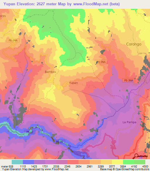 Yupan,Peru Elevation Map