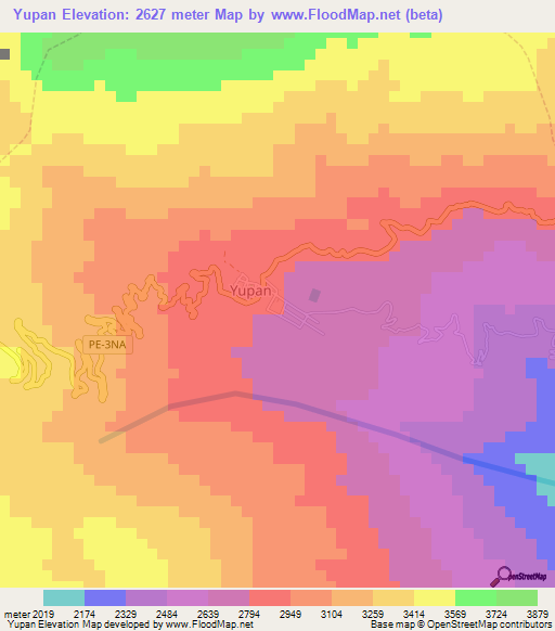 Yupan,Peru Elevation Map