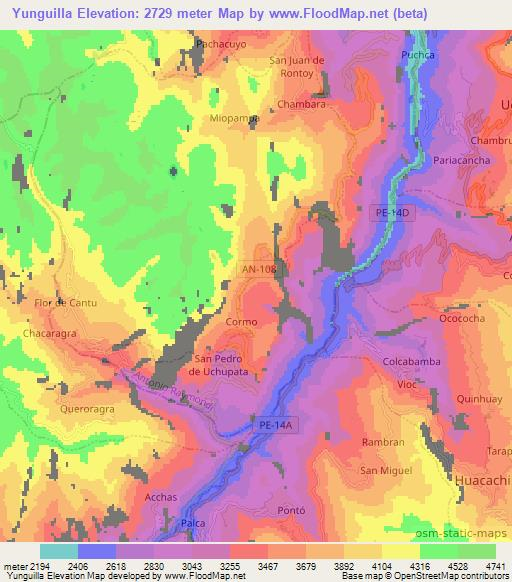 Yunguilla,Peru Elevation Map