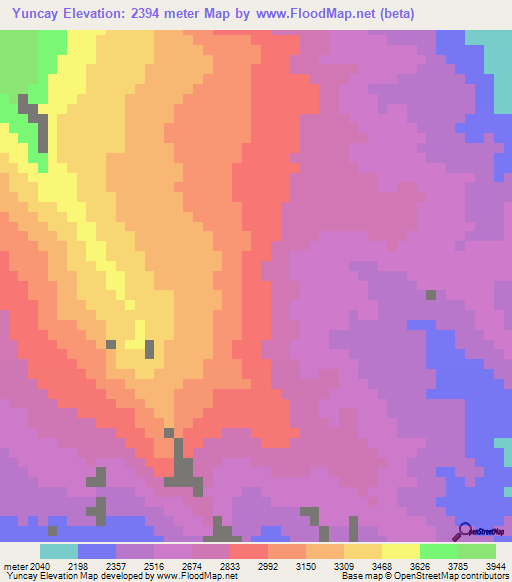 Yuncay,Peru Elevation Map
